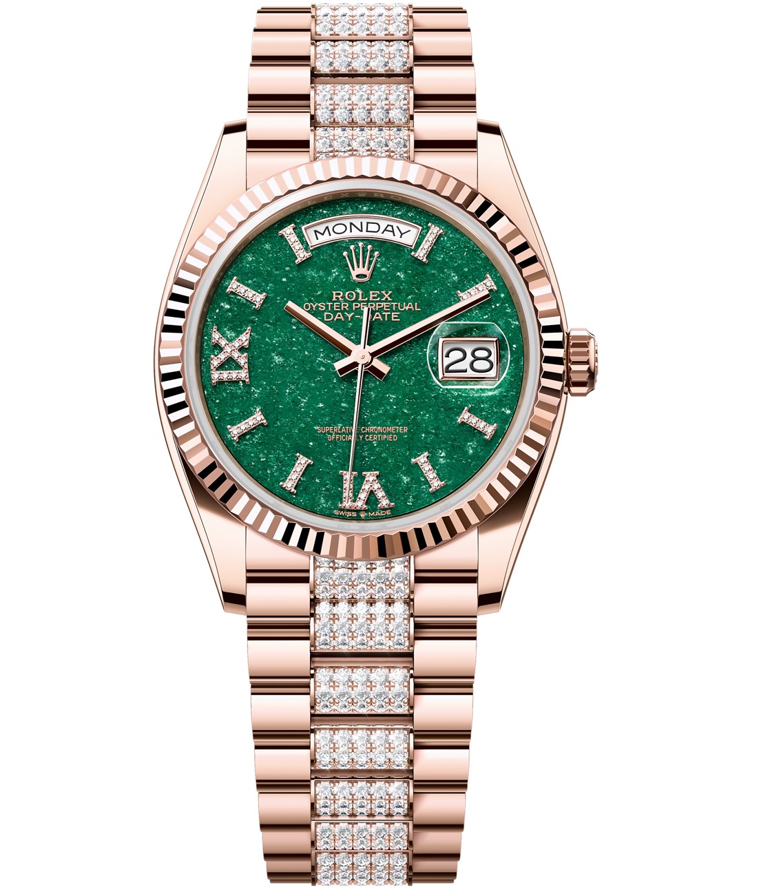 128235 GREEN AVENTURINE DIAMOND-SET PRESIDENT BRACELET