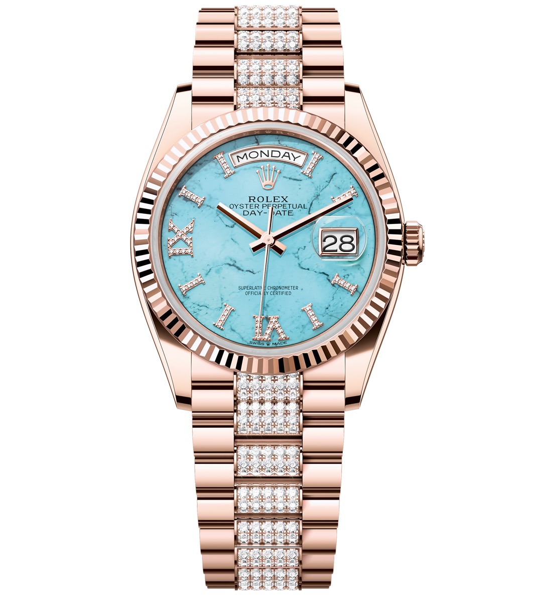 128235 TURQUOISE DIAMOND-SET PRESIDENT BRACELET