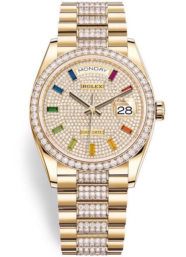 128348RBR RAINBOW PAVE DIAMOND-SET PRESIDENT BRACELET