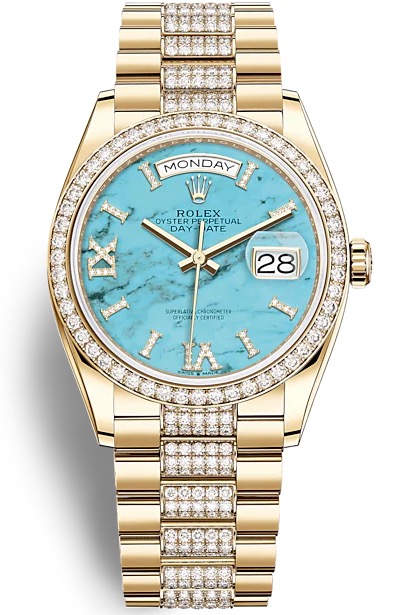 128348RBR TURQUOISE DIAMOND-SET PRESIDENT BRACELET
